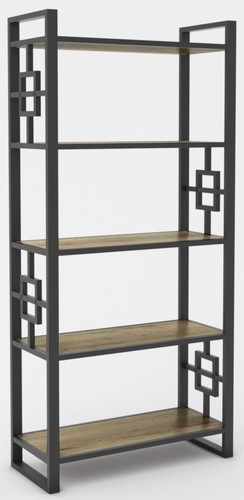 Стеллаж Hype Mebel Квадро 50x170 (черный/дуб галифакс олово)