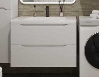 Symbolite Тумба под умывальник Марелла 80 Люкс Plus 2 ящика (подвесная, белый матовый)