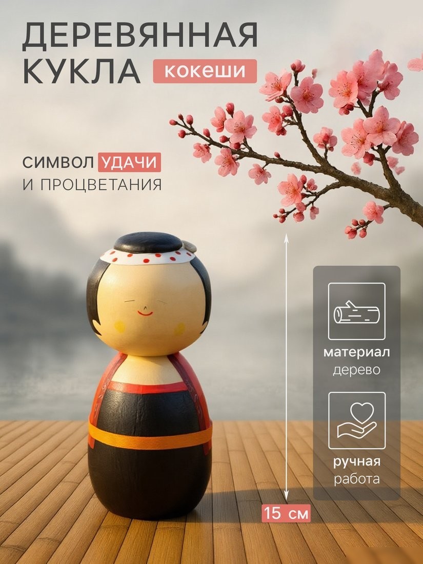 Статуэтка Sima-Land Японская кукла кокеши Ямато 10465073