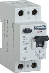 Устройство защитного отключения Generica ВД1-63 2Р 63А 30мА MDV15-2-063-030