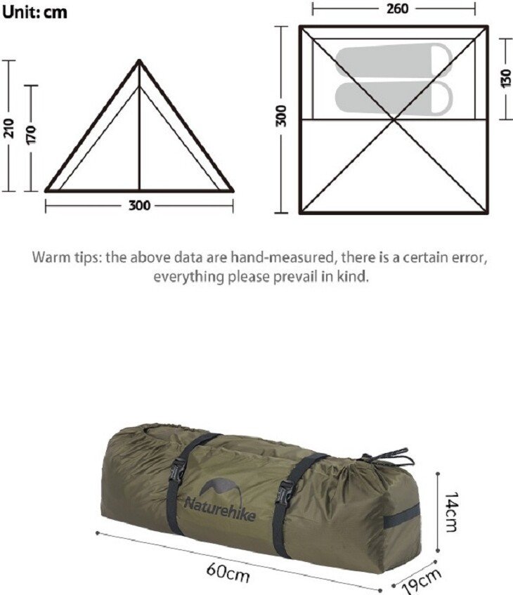 Треккинговая палатка Naturehike Pyramid CNK2300ZP025-AGR (зеленый)