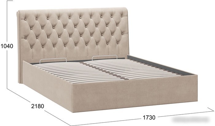 Кровать Трия Скарлет универсальная тип 1 с ПМ 160x200 (велюр мокко светлый)