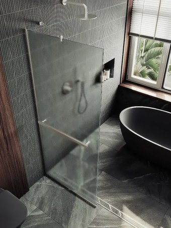 Душевая стенка MaybahGlass 99x195 MGD-1463-5у (сатин стекло/хром матовый)