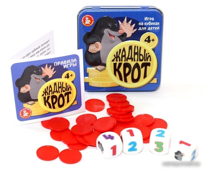 Настольная игра Десятое королевство Пластиковые кубики. Жадный крот 03562
