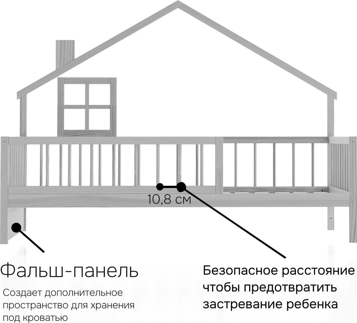Кровать-домик Диприз Loki 90х200 Д.80065.1 (серый)