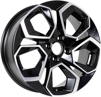 Литые диски KDW KD1620 16x6.5" 5x112мм DIA 57.1мм ET 45мм Black Front Polished