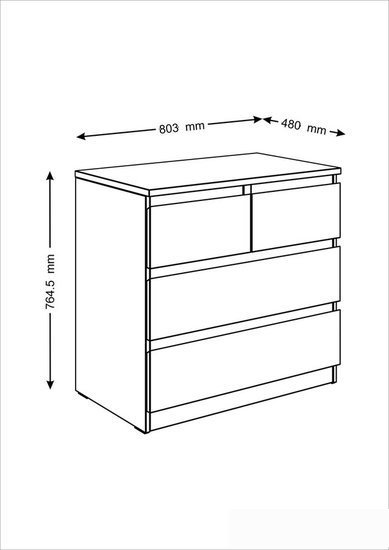 Комод Mio Tesoro Мальта 4 ящика 80x76 2.05.02.050.1 (белый)