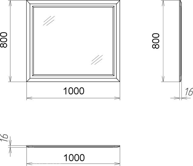 Мебель для ванных комнат Гамма Зеркало 24 100x80 (белый)