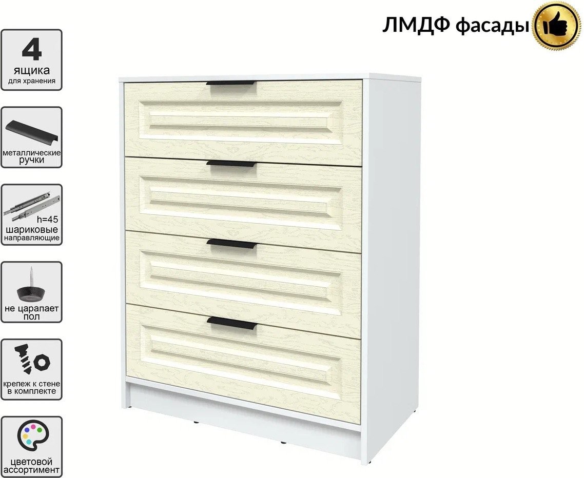 Комод Интерлиния Концепт КТ-К80 Деко (белый платинум/дуб снежный)