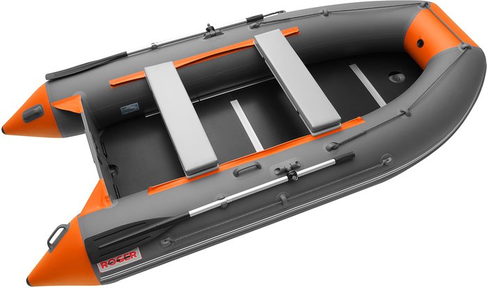 Моторно-гребная лодка Roger Boat Hunter Keel 3500 (малокилевая, графит/оранжевый)