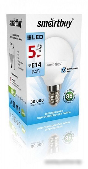Светодиодная лампа SmartBuy P45 E14 5 Вт 4000 К [SBL-P45-05-40K-E14]