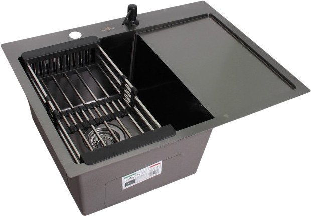 Кухонная мойка Wisent WS-36550B-L/GER013 (с сифоном, дозатором и коландером)