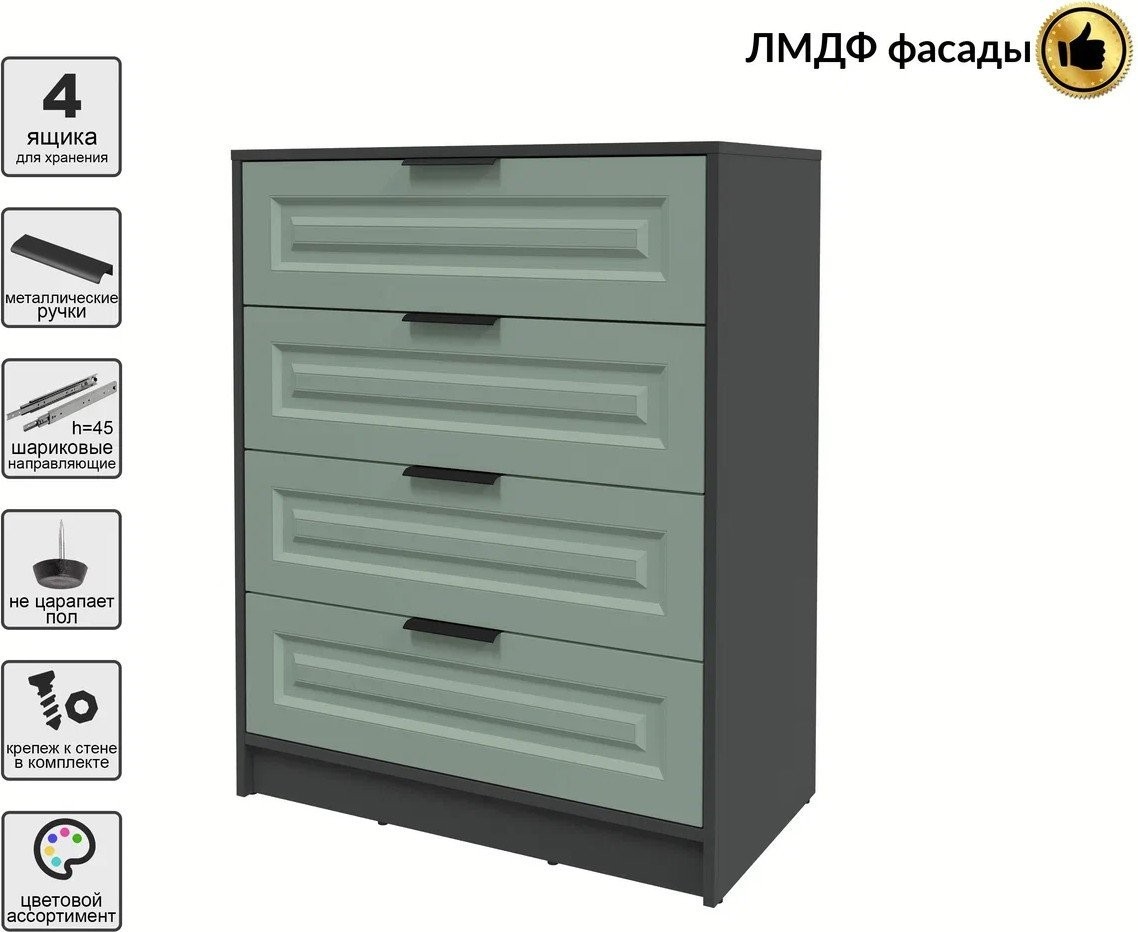 Комод Интерлиния Концепт КТ-К80 Деко (антрацит/мята)