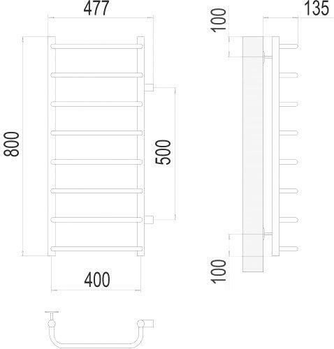 Полотенцесушитель TERMINUS Стандарт П8 400x800 бп 500