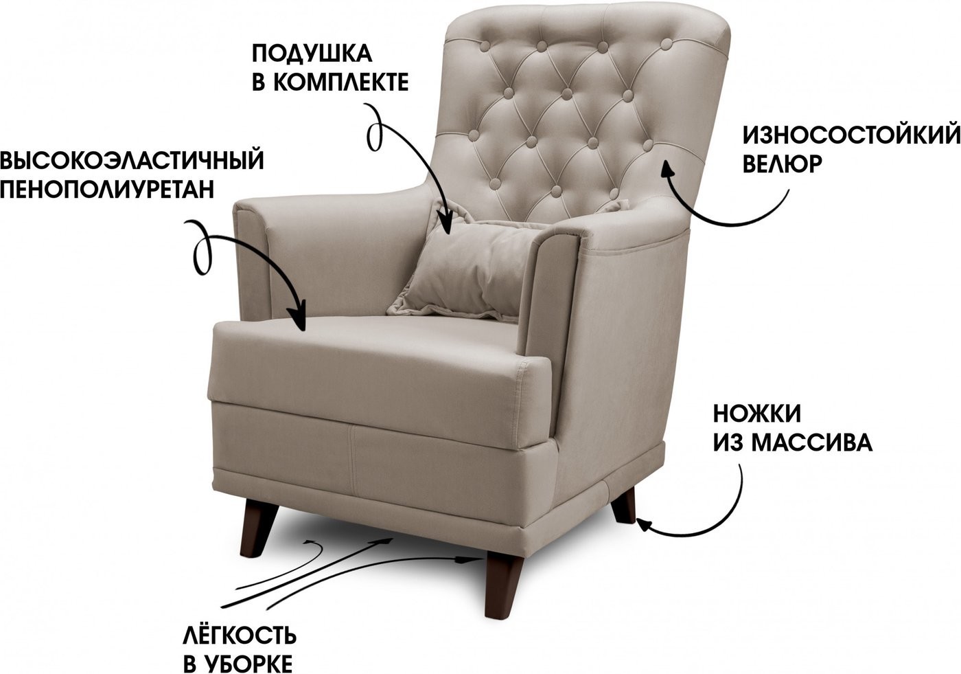 Интерьерное кресло Mio Tesoro Каприз (Velutto 18/шоколад)