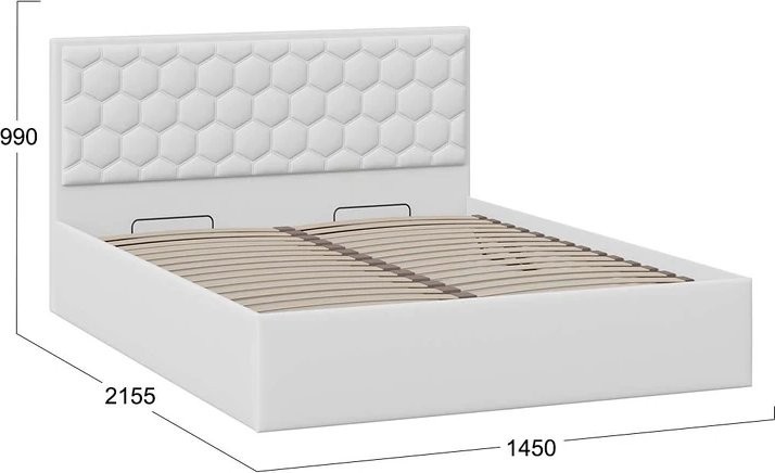 Кровать Трия Порто Универсальная с ПМ 140x200 (экокожа белая Polo)