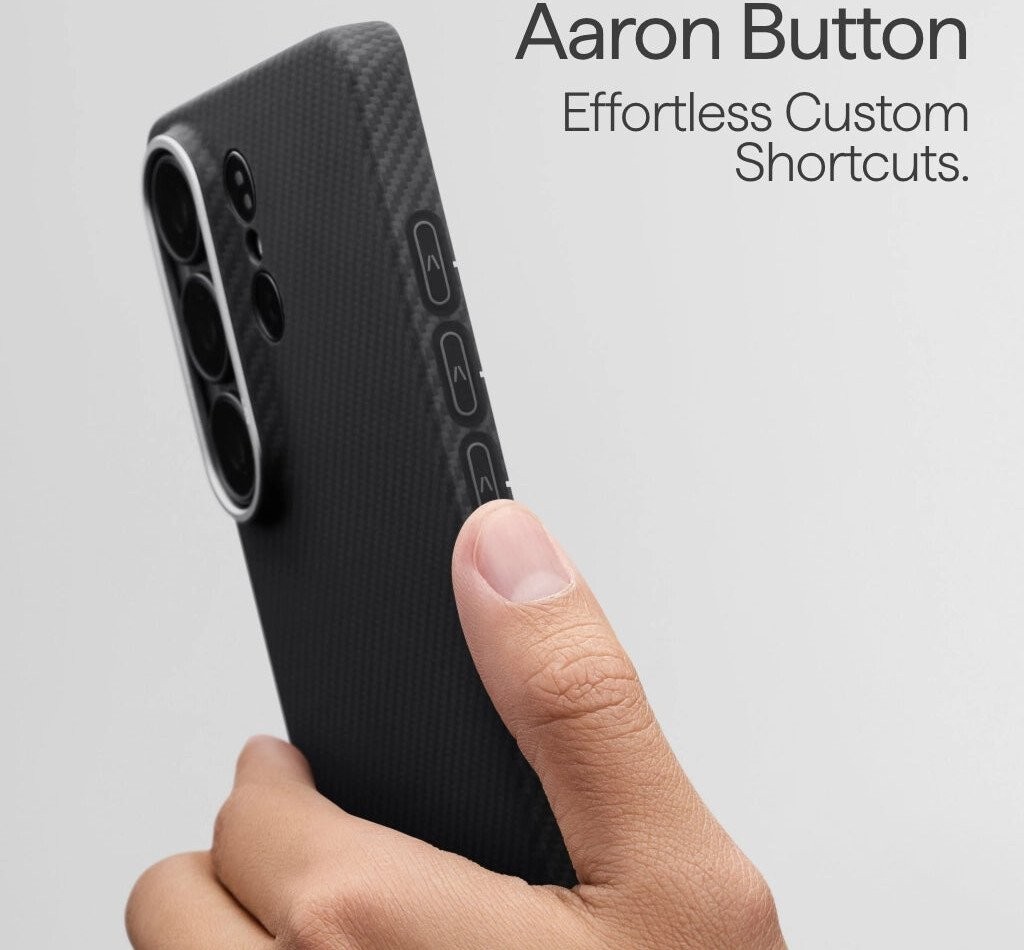 Чехол для телефона Pitaka Edge Case для Samsung Galaxy S26 Ultra (600D Black/Grey Twill Aaron Button)