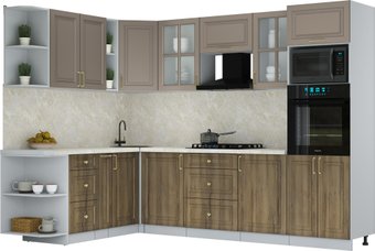 Готовая кухня Интерлиния Мила Шато 1.88x2.8 ВТ LV (луна/дуб вотан/опал светлый)