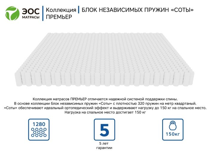 Матрас ЭОС Премьер Тип 5а 100x200 (трикотаж)