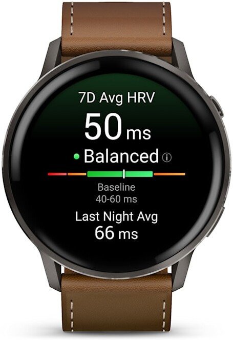 Умные часы Garmin Venu 4 45 мм (черный/коричневый кожаный)