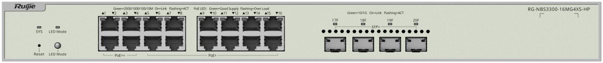 Управляемый коммутатор уровня 2+ Ruijie Networks RG-NBS3300-16MG4XS-HP