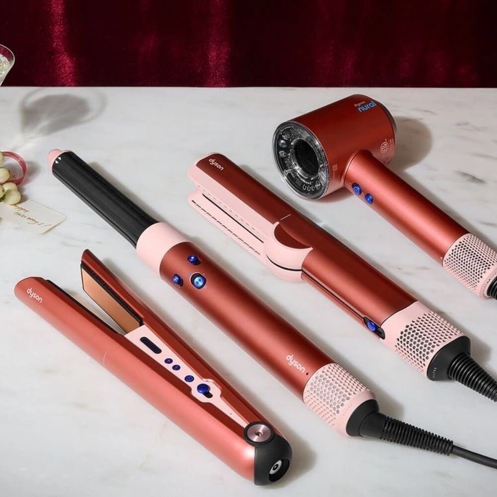 Фен Dyson HD16 Supersonic Nural Straight+Wavy (с переходником на евровилку, клубнично-бронзовый/розовый румянец)