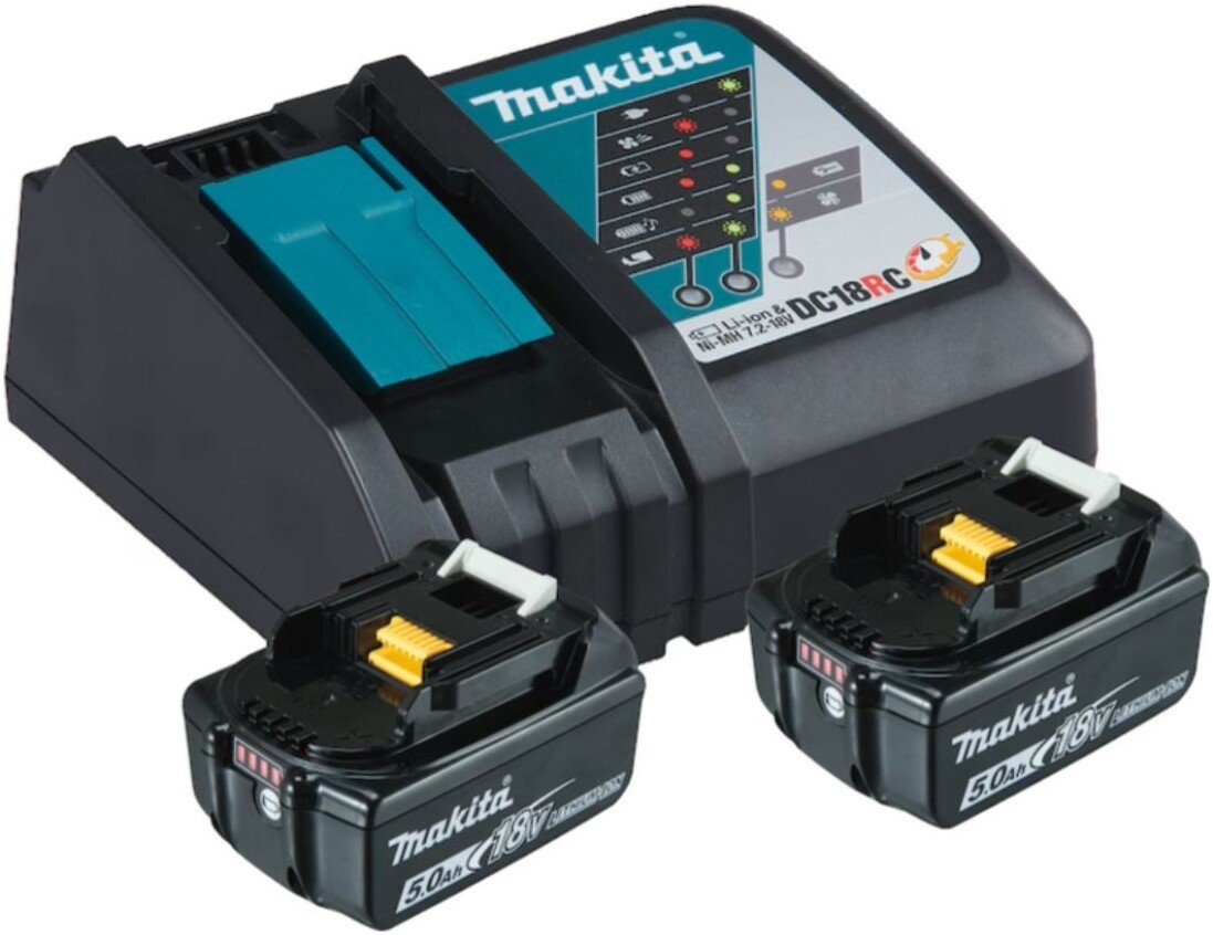 Аккумулятор с зарядным устройством Makita BL1850B 197570-9 (18В/5.0 Ah + 18В) Аккумулятор с зарядным устройством Makita BL1850B 197570-9 (18В/5.0 Ah + 18В)