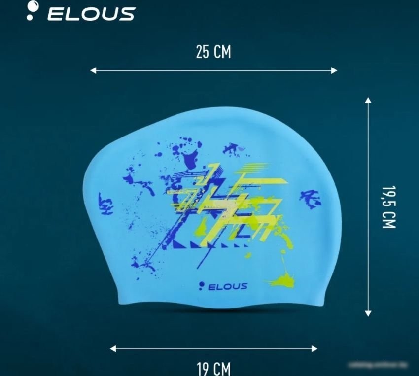 Шапочка для плавания Elous EL006 (геометрия, голубой)