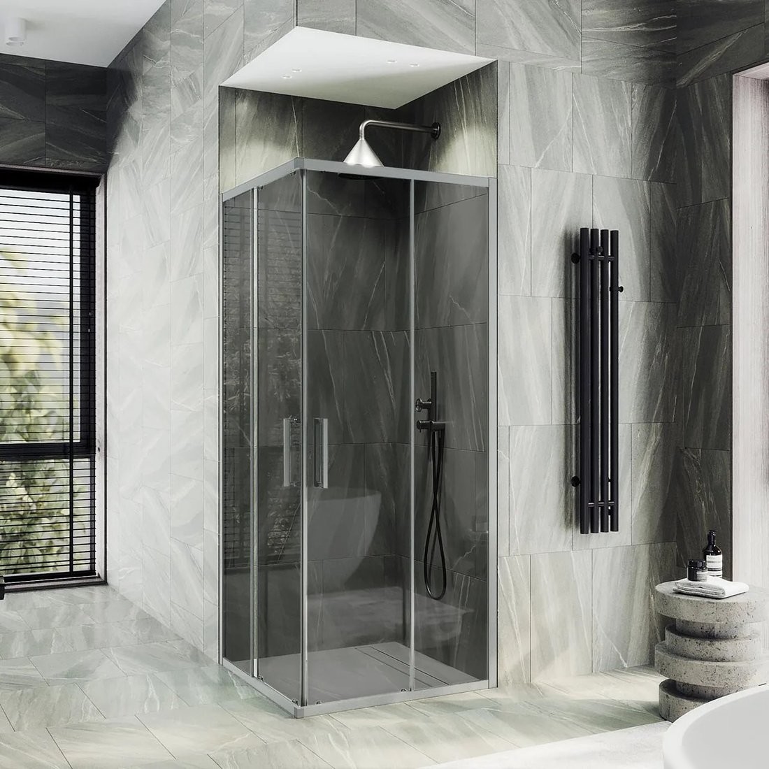 Душевой уголок MaybahGlass MGY-1334-5 (графит стекло/хром матовый)