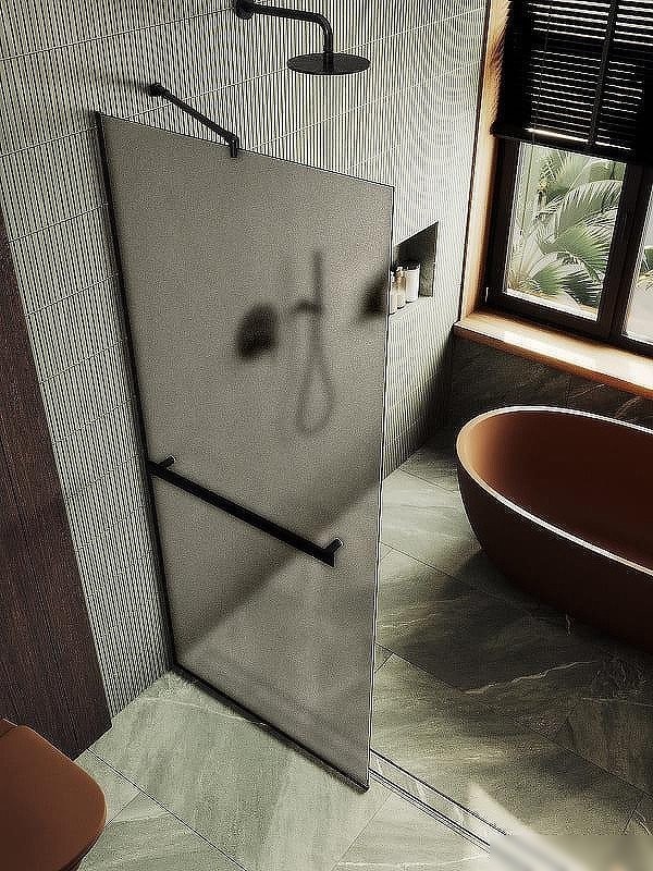 Душевая стенка MaybahGlass 99x195 MGD-1460-6у (бронзовое матовое стекло/черный)