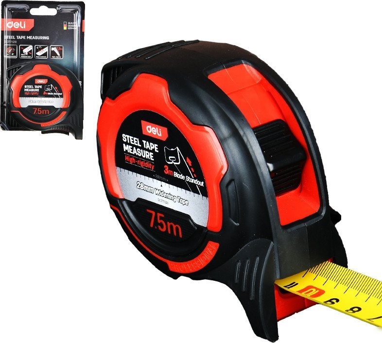 Рулетка Deli RS EDL377528 (7.5мx28мм, черный/красный)