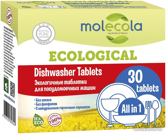 Таблетки для посудомоечной машины molecola Экологичные (30 шт) Таблетки для посудомоечной машины molecola Экологичные (30 шт)