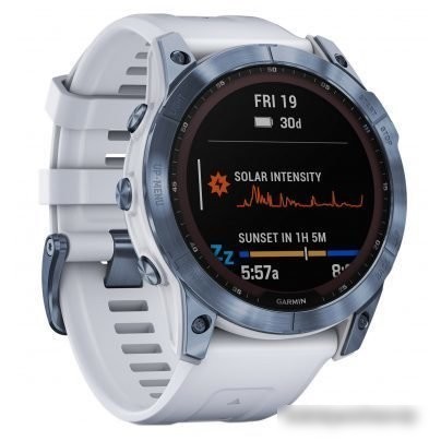 Умные часы Garmin Fenix 7X Sapphire Solar (голубой минерал/белый камень)