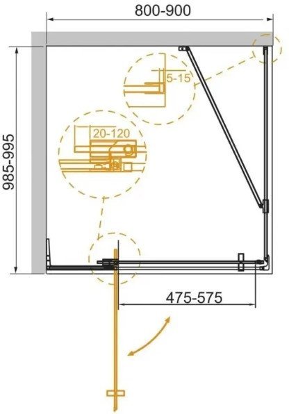 Душевой уголок Cezares SLIDER-AH-1-100-80/90-GRIGIO-GM