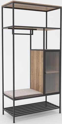 Стеллаж Hype Mebel Босс 120x200 (черный/дуб галифакс натуральный/велюр серый)