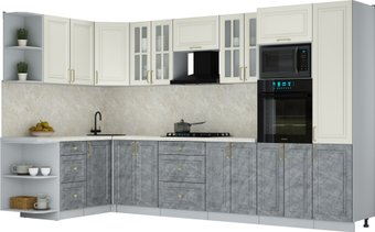Готовая кухня Интерлиния Мила Шато 1.68x3.4 ВТ LV (белый/керамика/опал светлый)