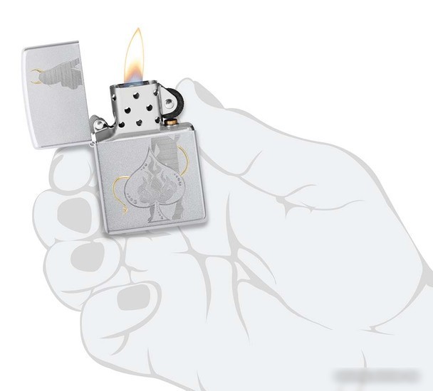 Зажигалка Zippo Satin Chrome Devilish Ace 48658