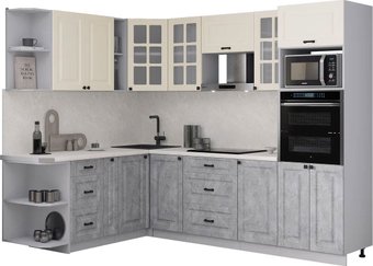 Готовая кухня Интерлиния Мила Деко 1.88x2.6 LV (керамика/белый/опал светлый)
