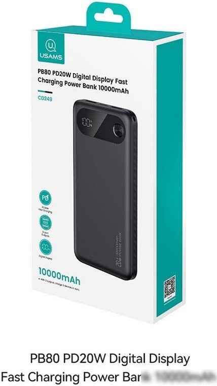 Внешний аккумулятор Usams CD249 PB80 10000mAh (черный)