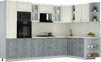 Готовая кухня Интерлиния Мила Шато 1.88x3.2 ВТ PR (белый/керамика/опал светлый)