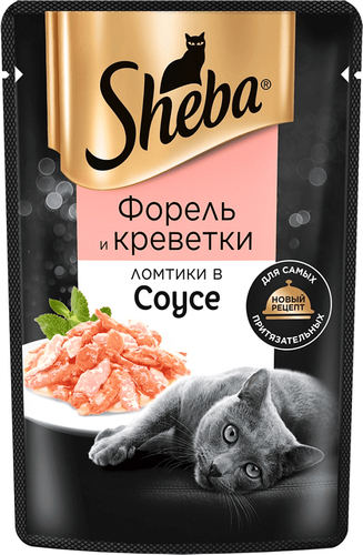 Пресервы Sheba Ломтики в соусе. Форель и креветки 75 г