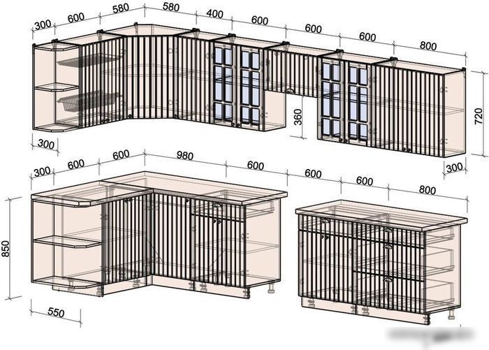Интерлиния Берес 1.5x3.6 левая (дуб снежный/дуб королевский/серый каспий)