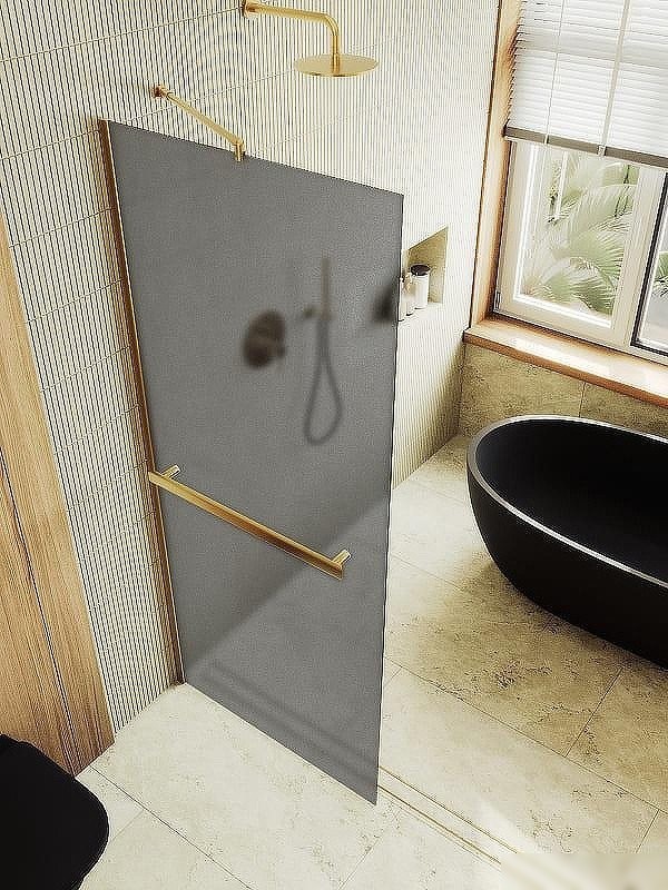 Душевая стенка MaybahGlass 99x195 MGD-1462-3ш (графитовое матовое стекло/золото)