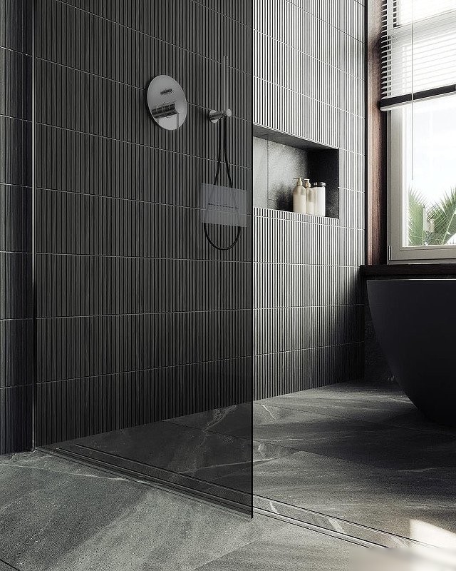 Душевая стенка MaybahGlass 99x195 MGD-1355-5ш (графитовое стекло/хром матовый)