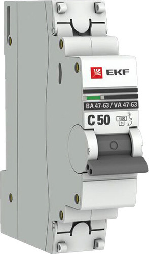 Выключатель автоматический EKF ВА 47-63 1Р 50А (C) PROxima mcb4763-1-50C-pro
