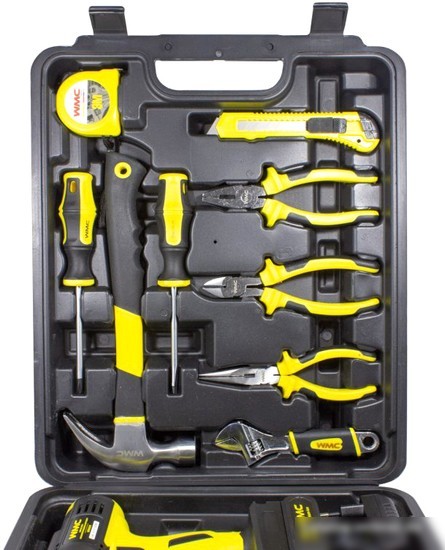 Дрель-шуруповерт WMC Tools 1057 (с 1-им АКБ, кейс, набор оснастки)
