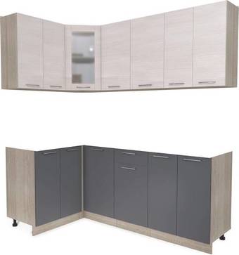 Готовая кухня Интерлиния Мила 12x20 без столешницы (вудлайн кремовый/антрацит)