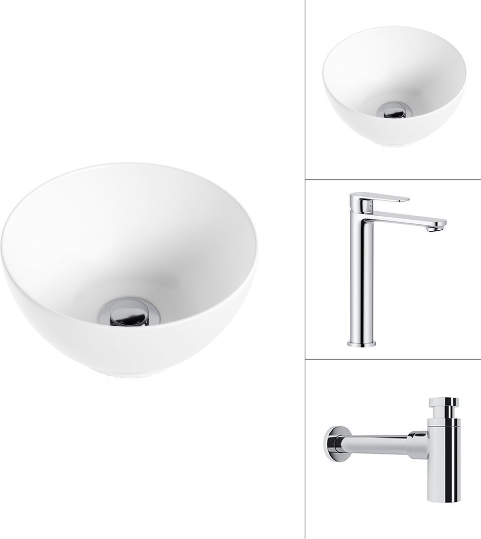 Умывальник Lauter 21601E + Moon 21СK81691C с сифоном 21635CH (хром)