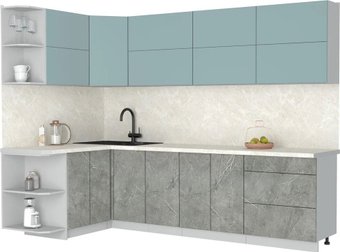 Готовая кухня Интерлиния Мила Матте 1.5x2.8 А (океан/керамика/опал светлый)