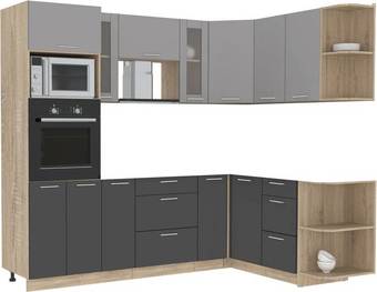 Готовая кухня Интерлиния Мила 1.68x2.4 правая без столешницы (серебристый/антрацит)
